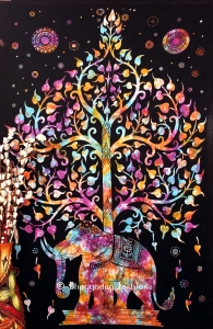 Black Elephant Tree of Life Tapestry